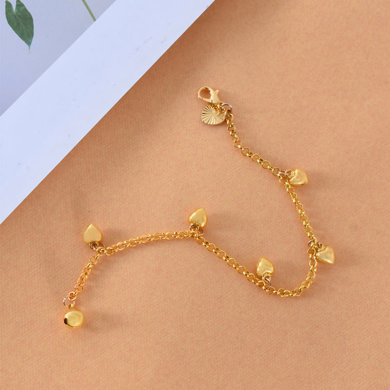 New Simple Versatile Women’s Heart Charm Bracelet