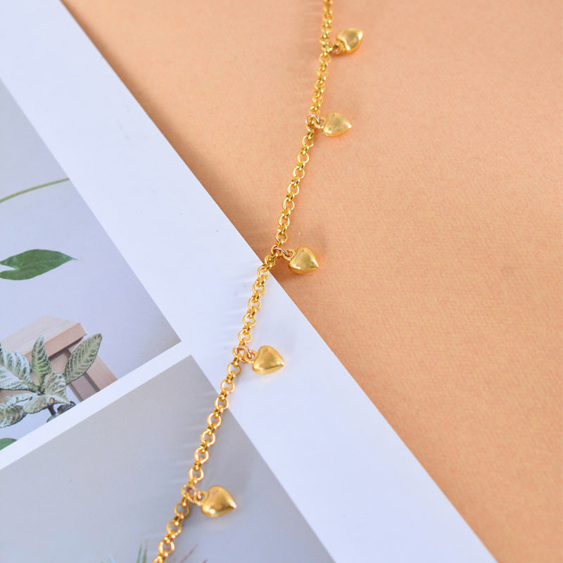 New Simple Versatile Women’s Heart Charm Bracelet