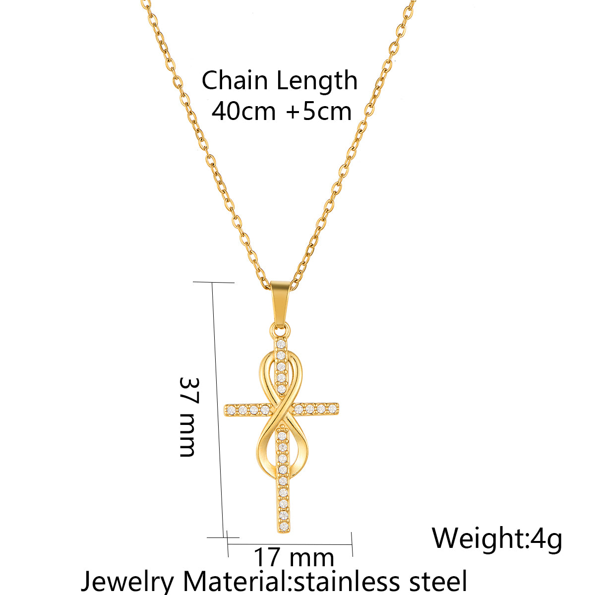 Stainless Steel Infinity 8-shaped Surrounding Zircon Necklace For Men And Women