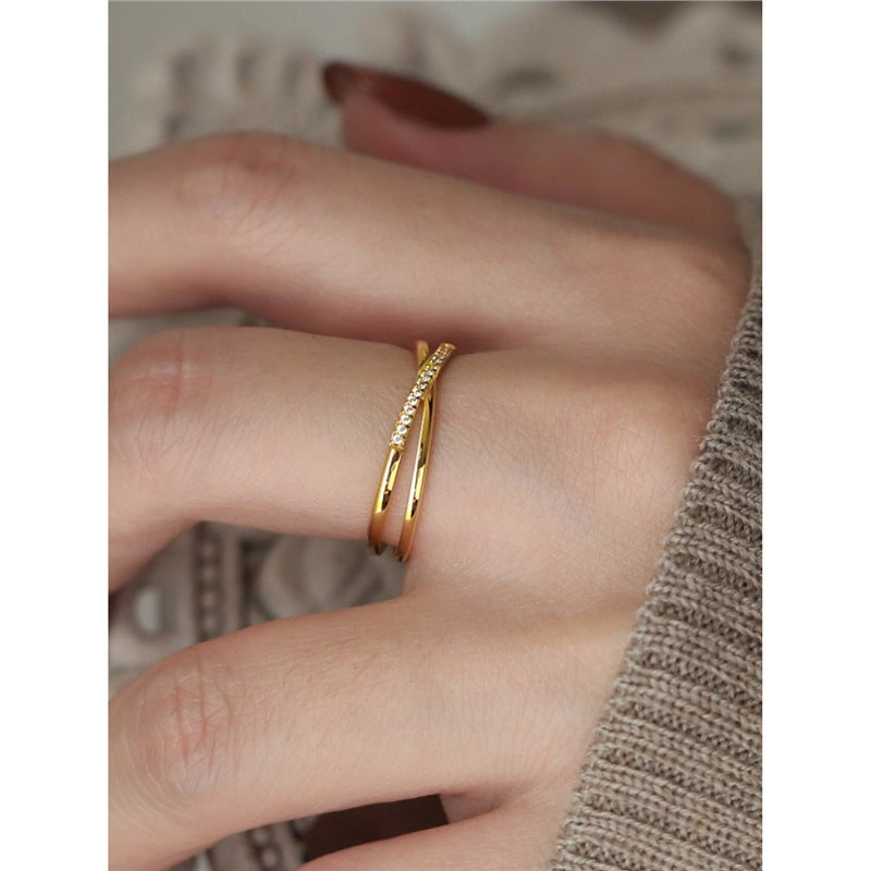 Non-Fading Light Luxury Exquisite Zircon Cross Ring – Elegant Sparkling Jewelry Accessory
