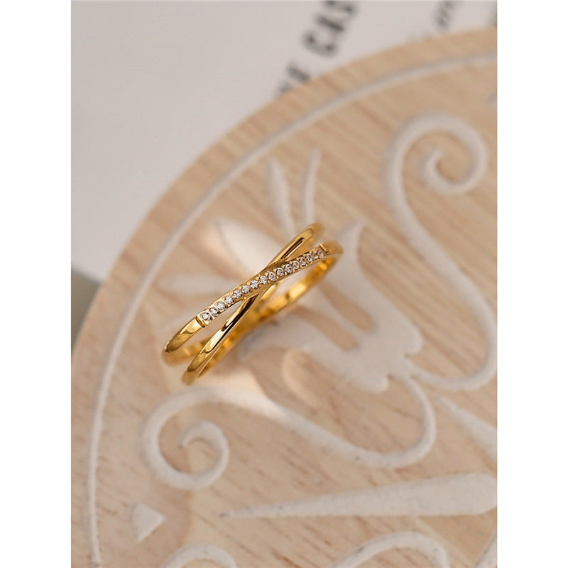 Non-Fading Light Luxury Exquisite Zircon Cross Ring – Elegant Sparkling Jewelry Accessory