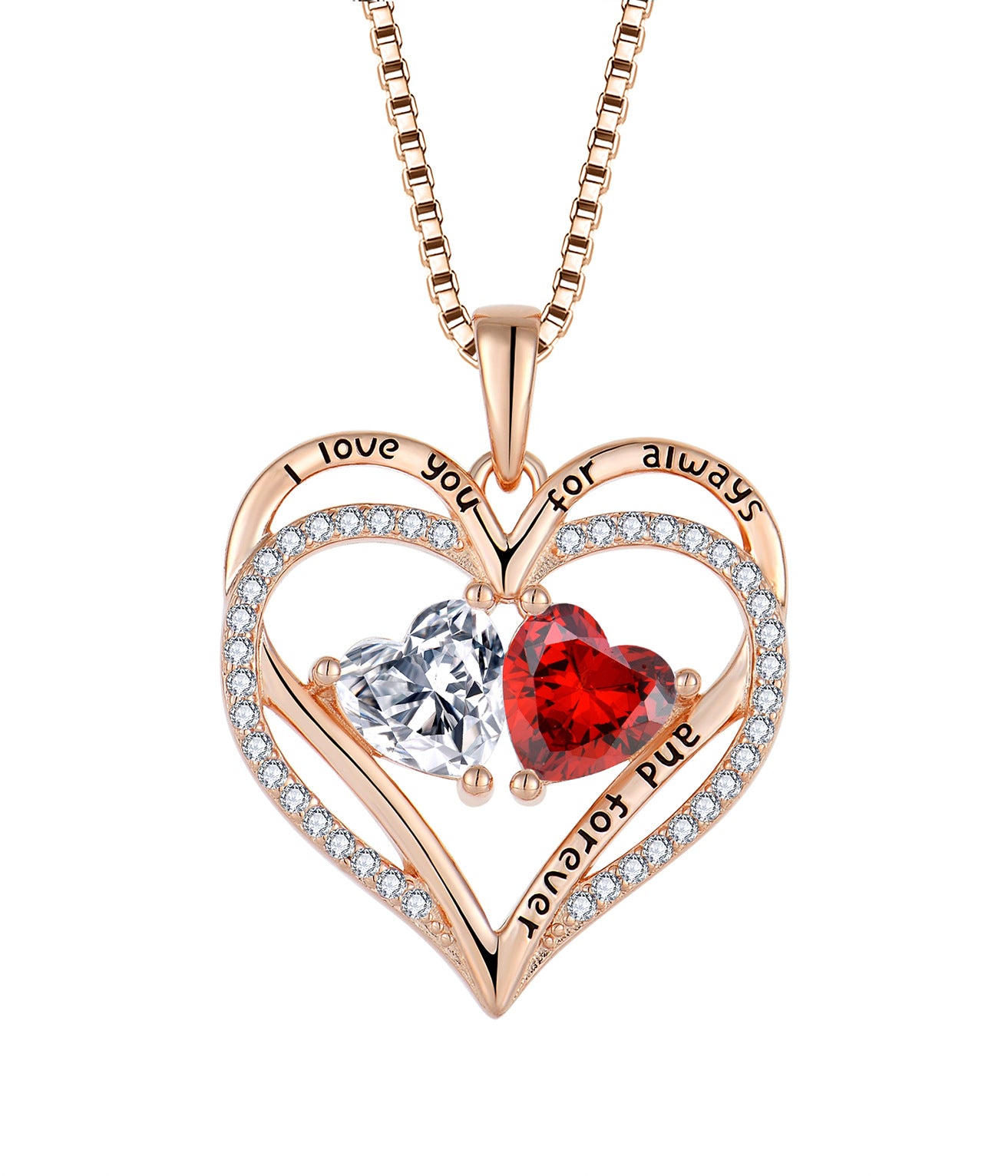 S925 Silver Double Heart Love Necklace with Rhinestones – Fashionable, Unique Design – Perfect Valentine's Day Gift