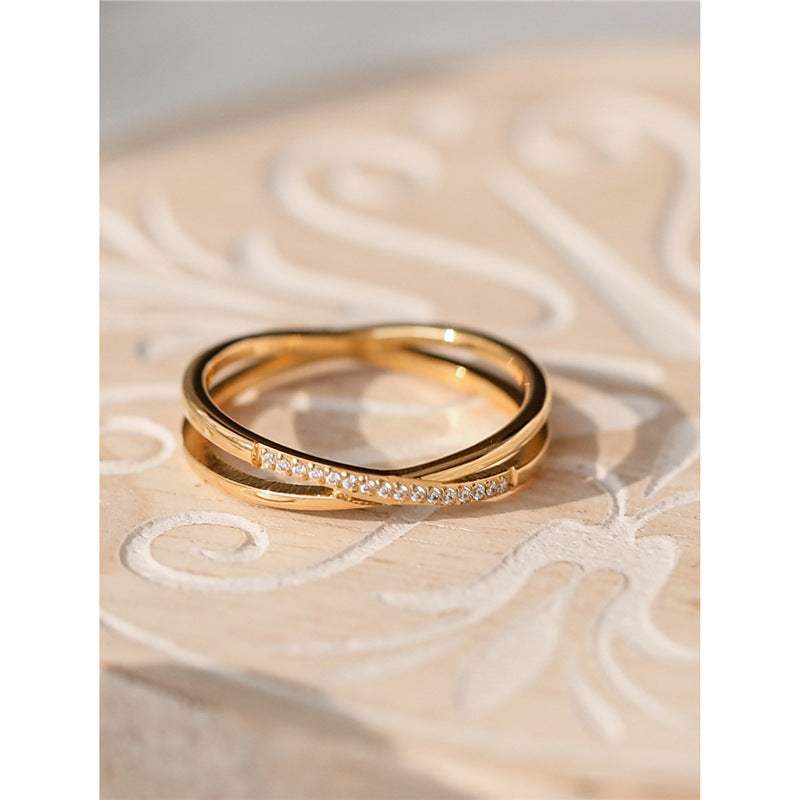 Non-Fading Light Luxury Exquisite Zircon Cross Ring – Elegant Sparkling Jewelry Accessory